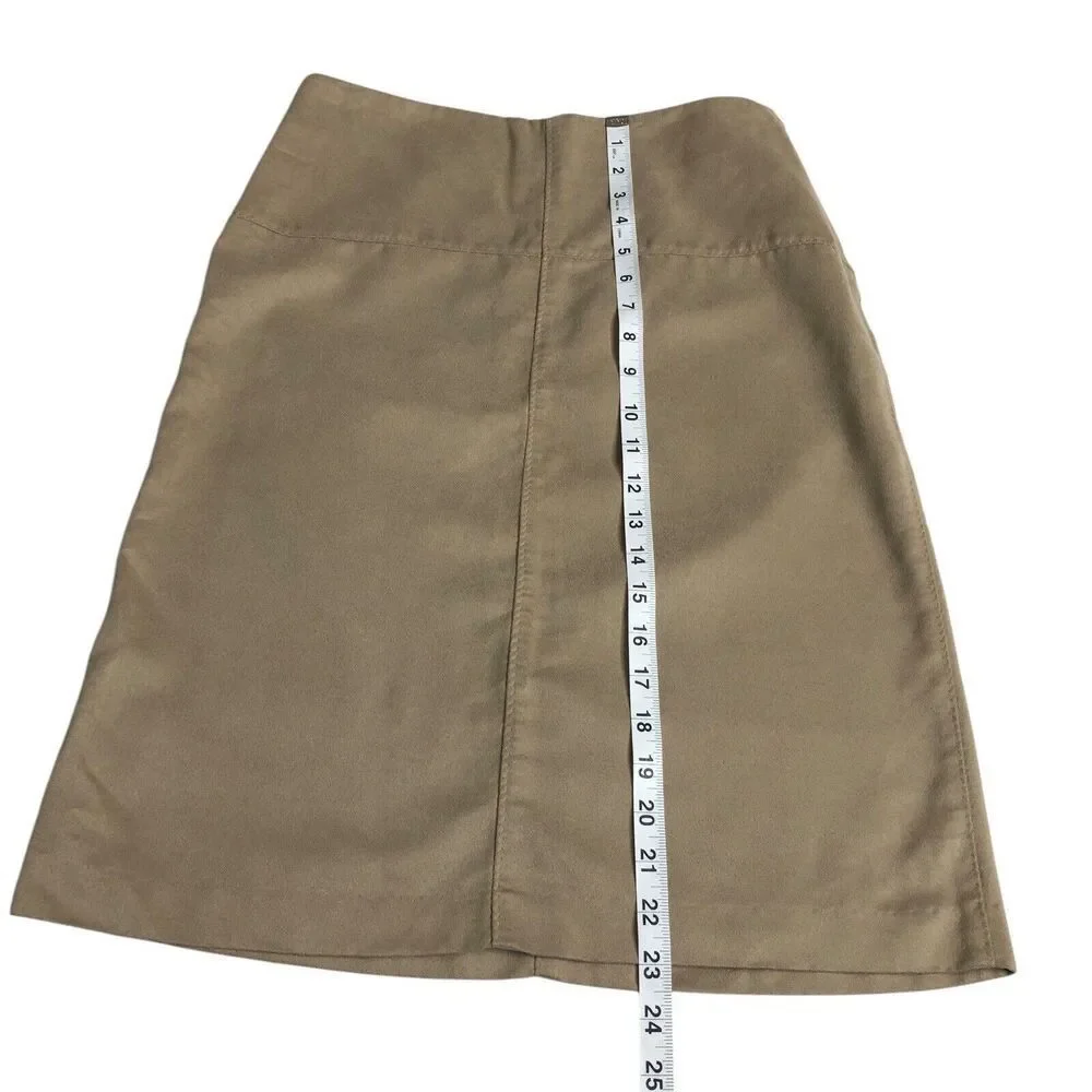 Vintage Express Skirt Womens 4 Tan Faux‎ Suede Pencil Side Zip Y2K Western Boho